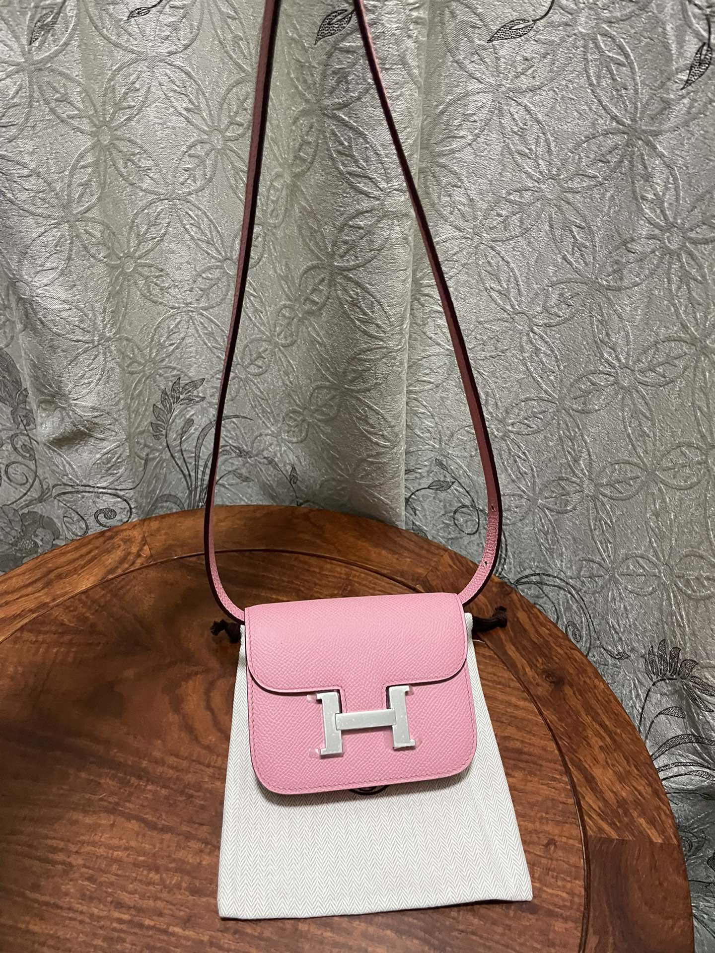 에르메스 콘스탄스백 미니 핑크 은장